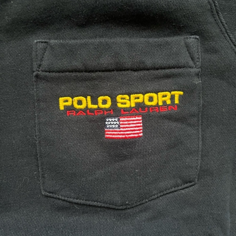 Polo Sport Men’s Black Short Sleeve Sweatshirt Pocket Logo Size M Preppy Street - Picture 3 of 8